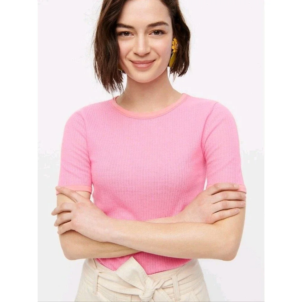 J. Crew Textured Pink Short Sleeve Tee - Size XS Womens